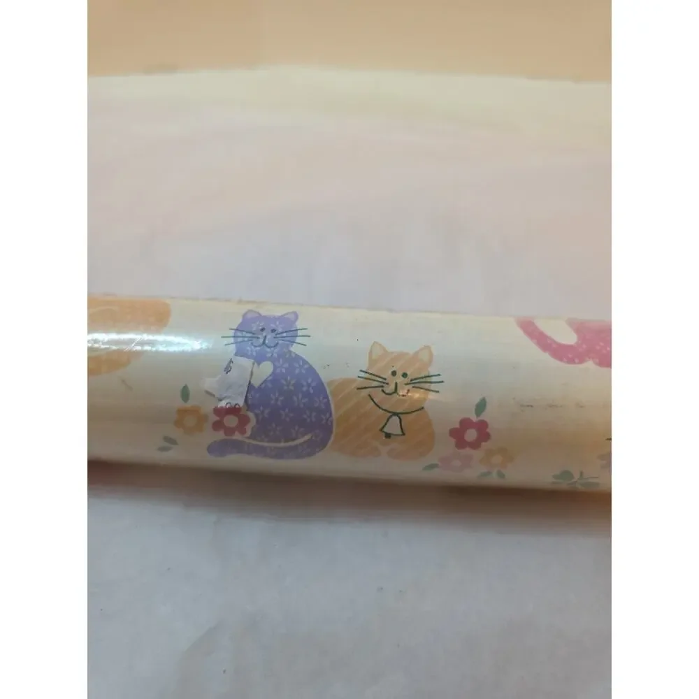 Rubbermaid Contact Paper Pink Purple Cats 1991 8 Yards x 18 In Vintage